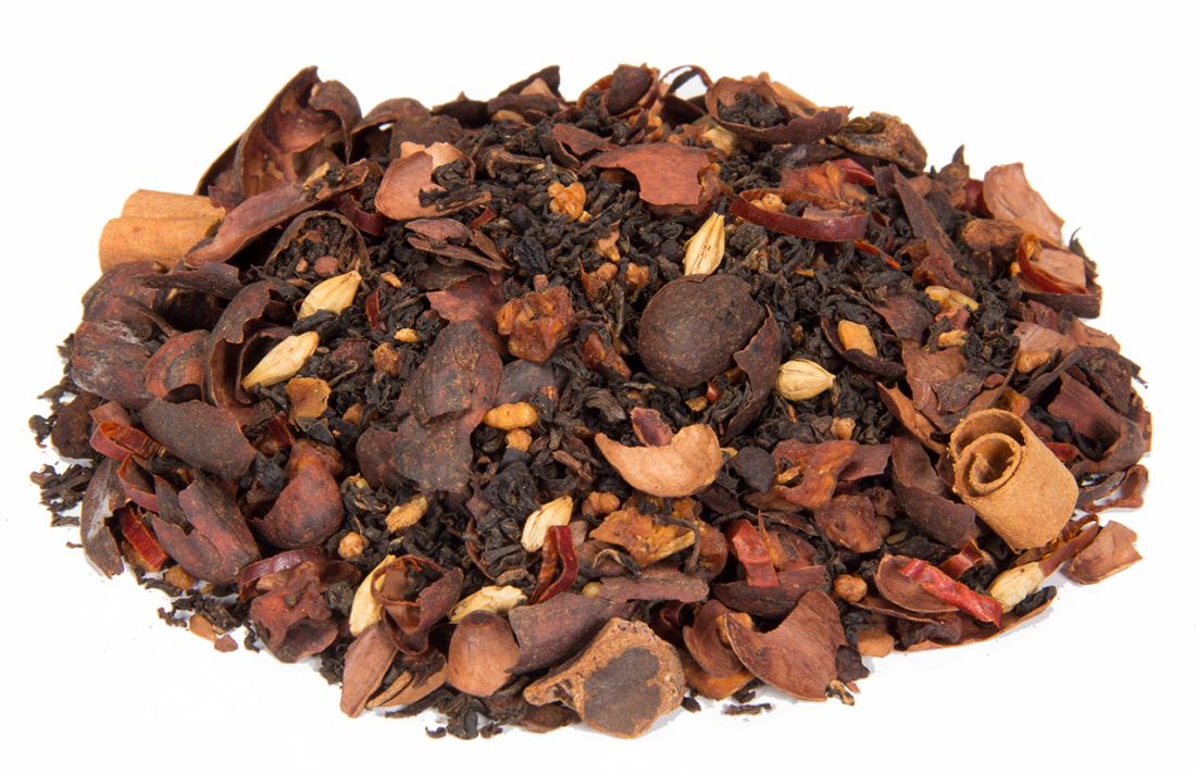 Schwarztee 'Kürbis-Schoko-Chili'